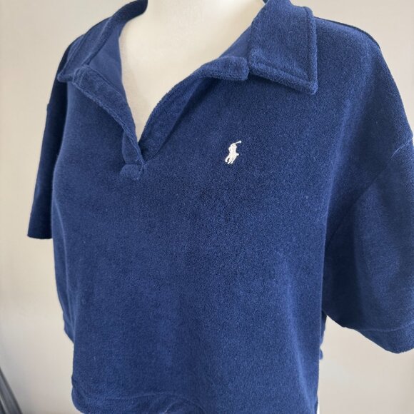 Polo Ralph Lauren Terry Polo Shirt & Short Cover-Up SET Navy Blue size Large - Picture 3 of 16